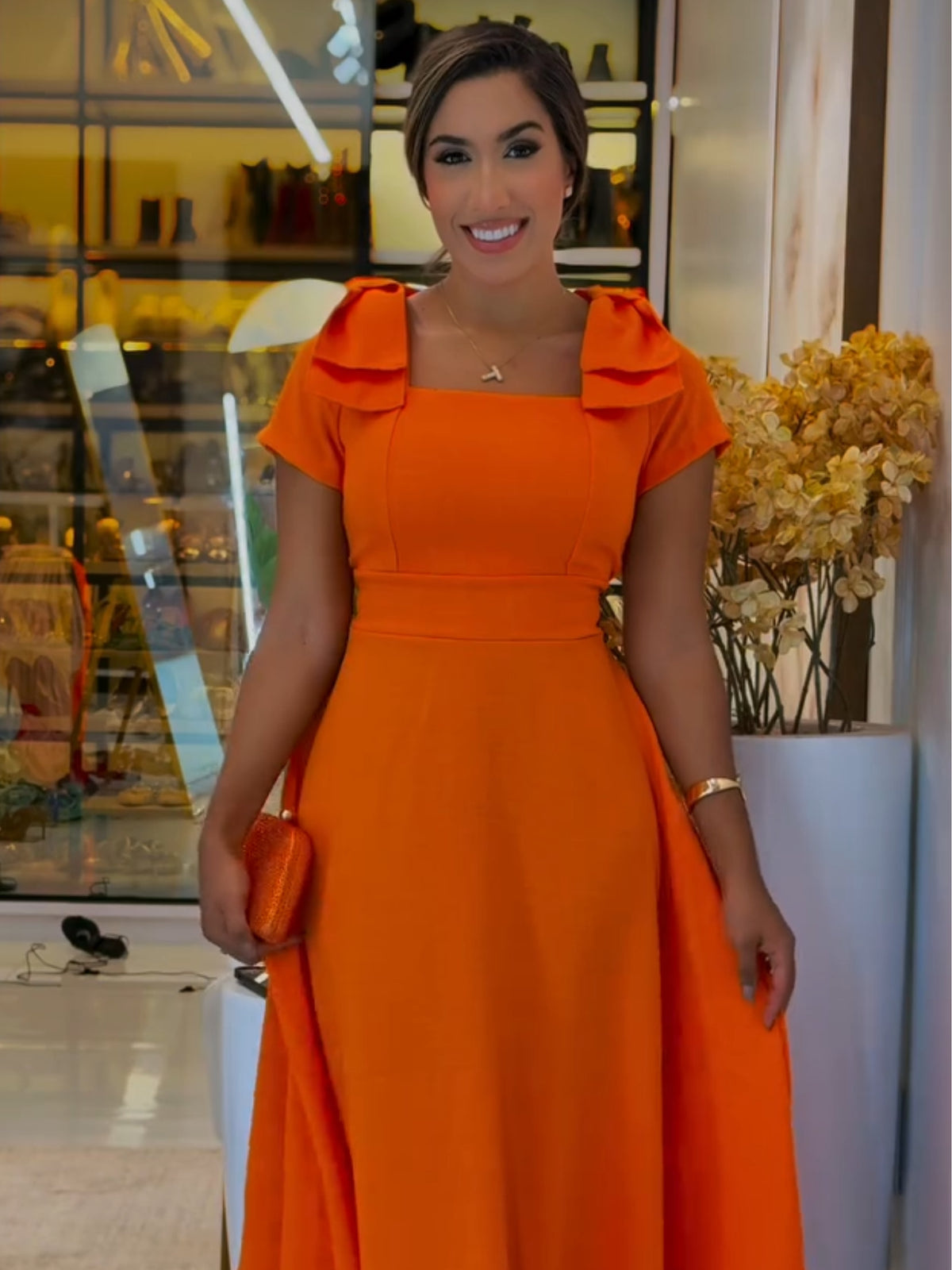 1641 - Vestido alfaiataria Laranja | Liso